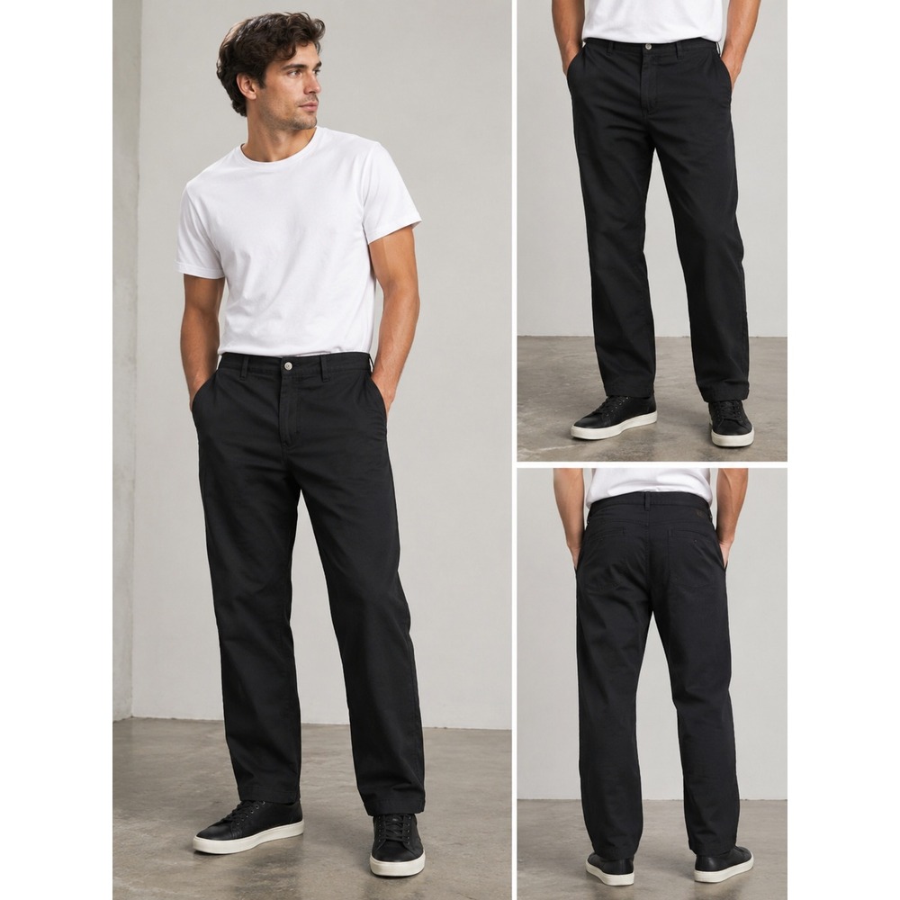 Goodthreads 5-Pocket Chino Pants Mens 40x30 Black Straight Leg‎ Casual Trousers